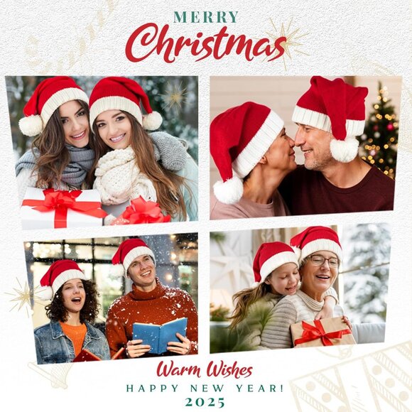 Santa Hat Christmas Hat Xmas Adult Women Men Washable Fade-restant Knitted Soft - Picture 4 of 9